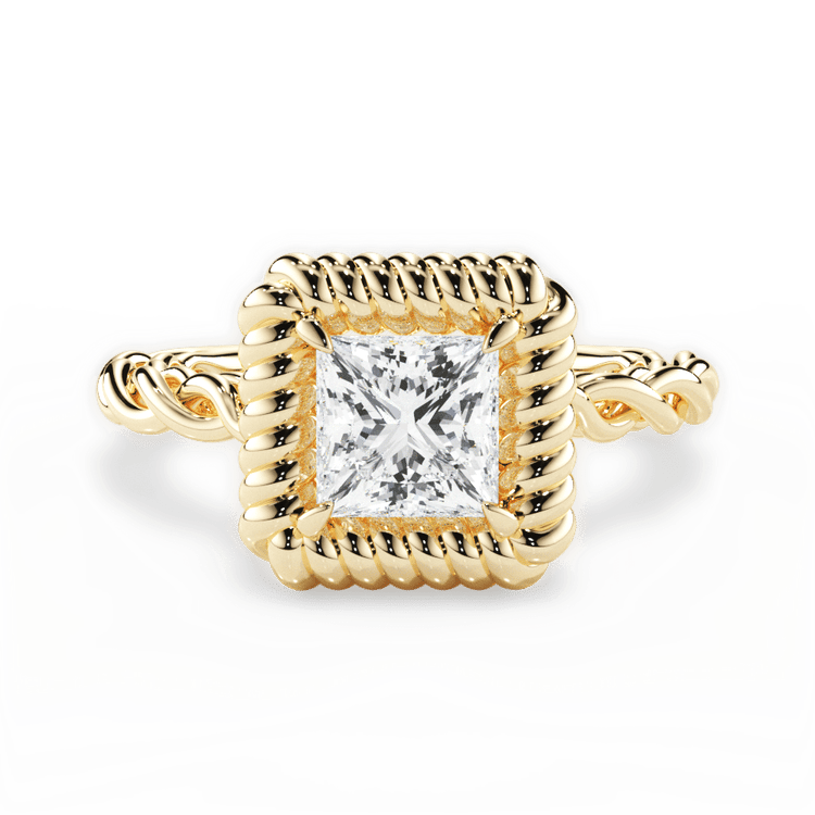 Twisted Metal Halo Engagement Ring / 0.37 Carat Princess Lab Diamond