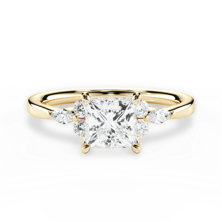The Anastasia Pear Shaped 18kt Yellow Gold Sidestone Diamond Engagement Ring