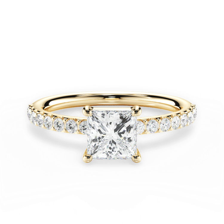 The Gaia Pear Shaped 18kt Yellow Gold French-Set Diamond Band Engagement Ring