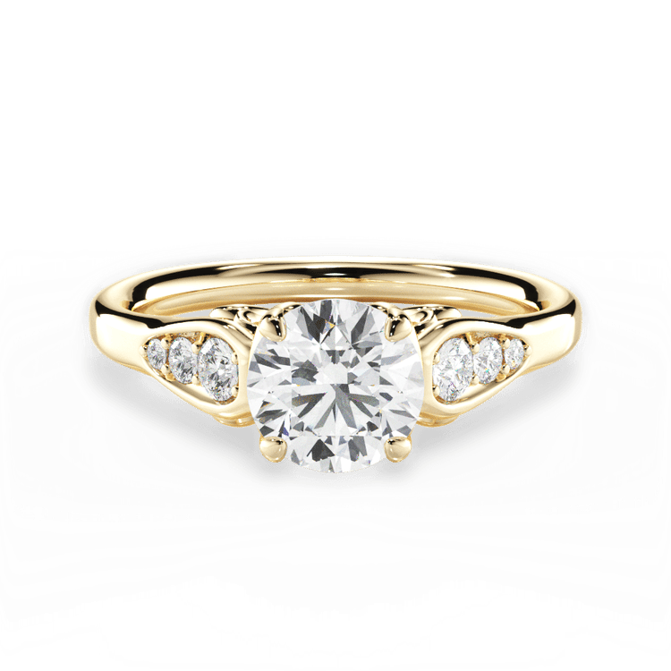 The Sloan Round Cut 18kt Yellow Gold Graduating Diamond Sidestone Engagement Ring
