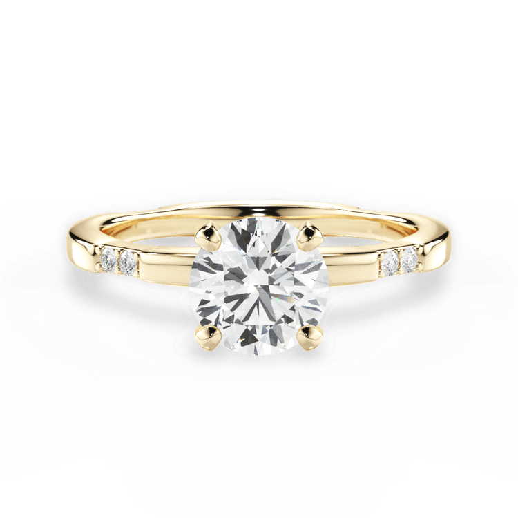 The Genesis Round Cut 18kt Yellow Gold Tapered Diamond Engagement Ring