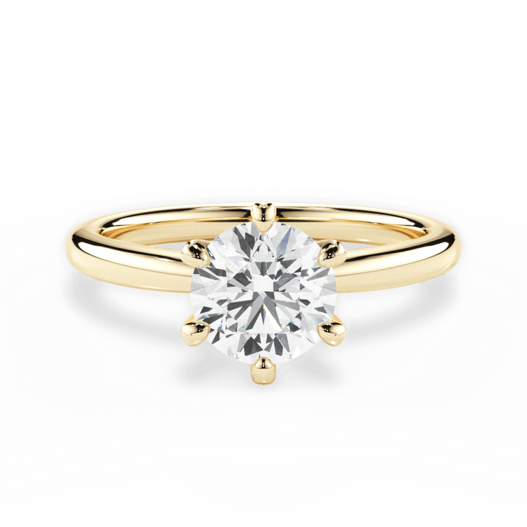 The Quinn Round Cut 18kt Yellow Gold Six-Prong Solitaire Engagement Ring