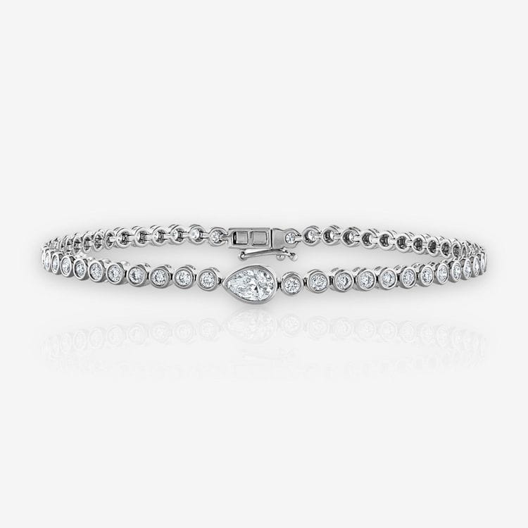 Single Station Bezel Set Pear Diamond Tennis Bracelet