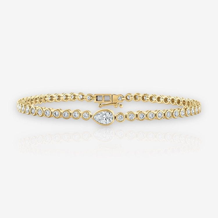 Single Station Bezel Set Pear Diamond Tennis Bracelet