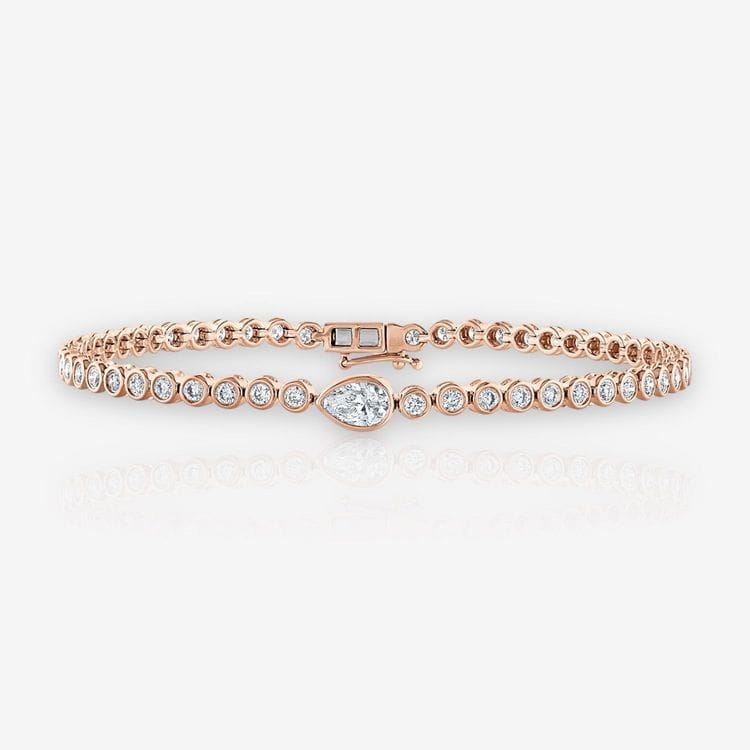 Single Station Bezel Set Pear Diamond Tennis Bracelet