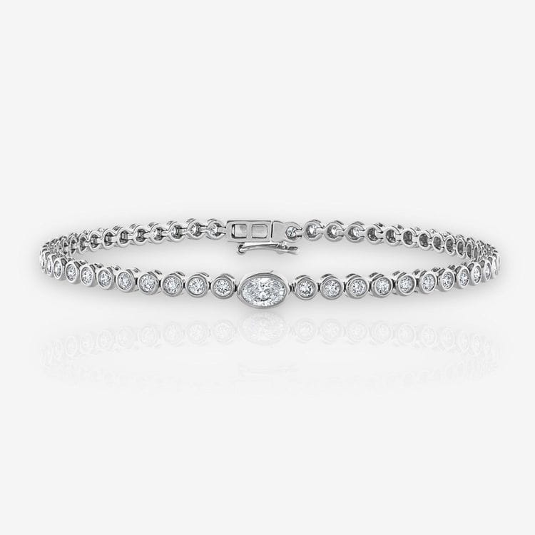 Single Station Bezel Set Oval Diamond Tennis Bracelet