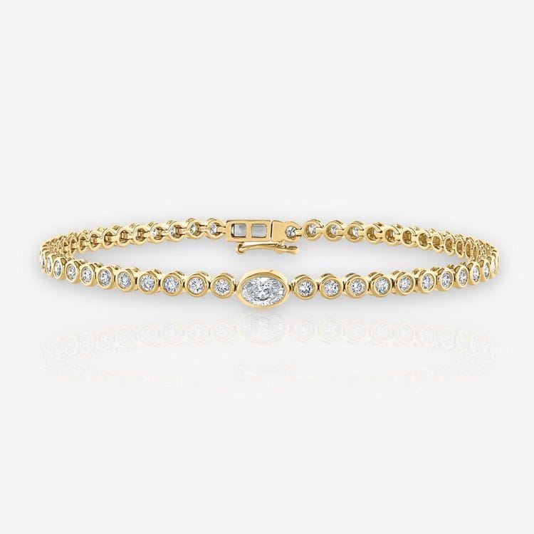 Single Station Bezel Set Oval Diamond Tennis Bracelet