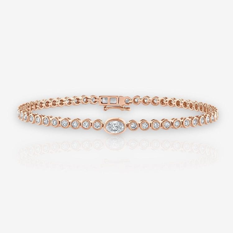 Single Station Bezel Set Oval Diamond Tennis Bracelet