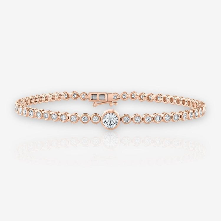 Single Station Bezel Set Round Diamond Tennis Bracelet