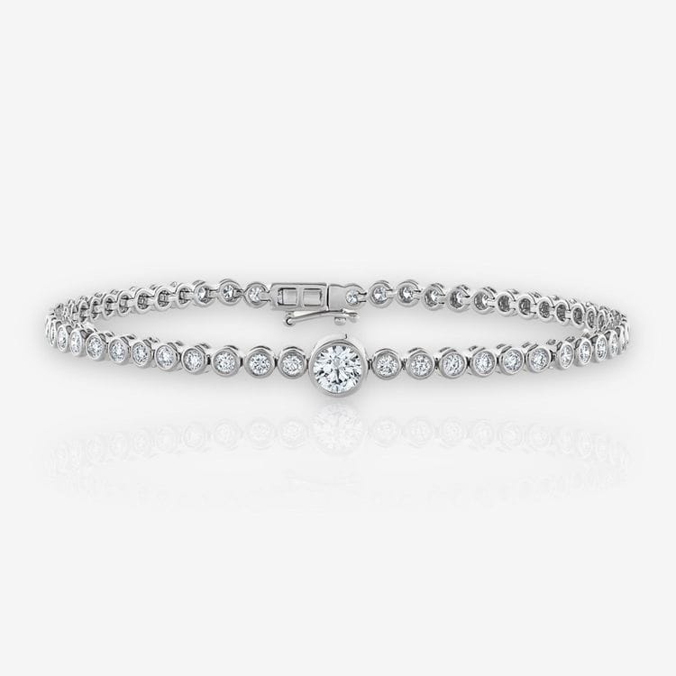 Single Station Bezel Set Round Diamond Tennis Bracelet