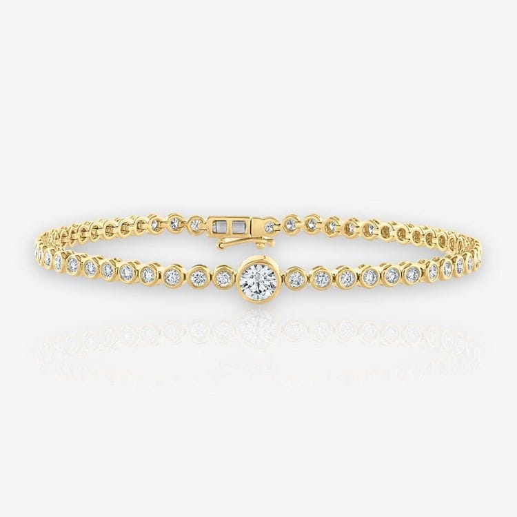 Single Station Bezel Set Round Diamond Tennis Bracelet