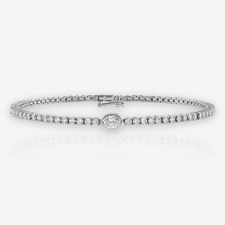 Single Station Oval Diamond Tennis Bracelet