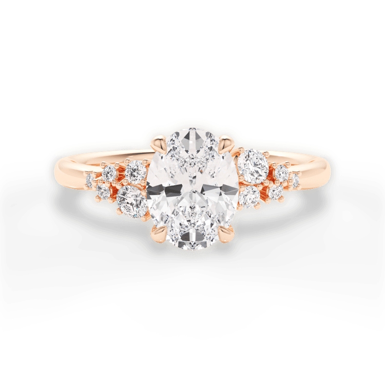 The Isadora Oval Cut 18kt Rose Gold Cluster Sidestone Diamond Engagement Ring