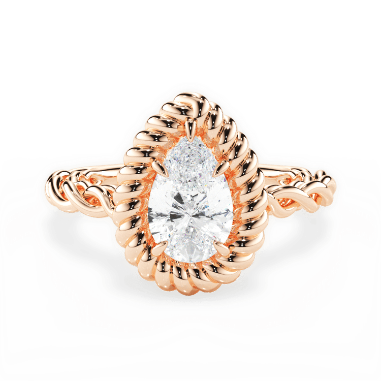 Twisted Metal Halo Engagement Ring / 0.21 Carat Pear Lab Diamond