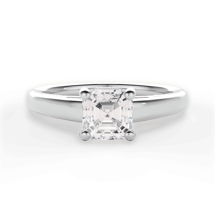 The Siena Asscher Cut Platinum Solitaire Cathedral Engagement Ring