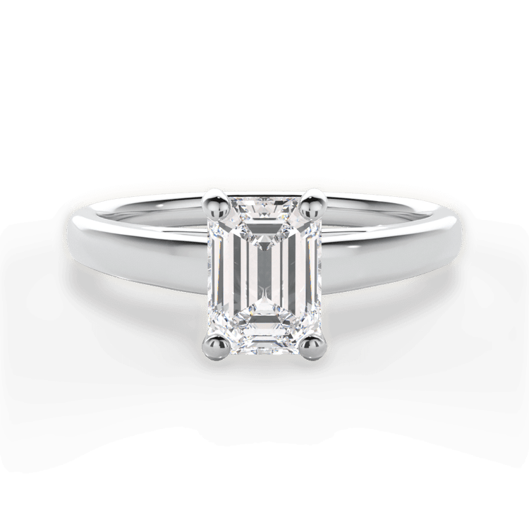 The Siena Emerald Cut Platinum Solitaire Cathedral Engagement Ring