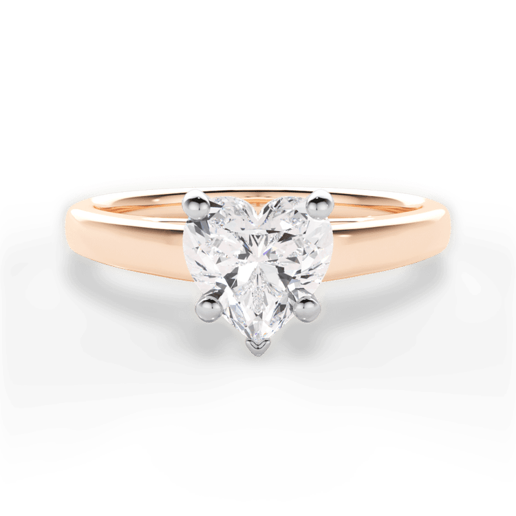 The Siena Heart Shaped 18kt Rose Gold Solitaire Cathedral Engagement Ring