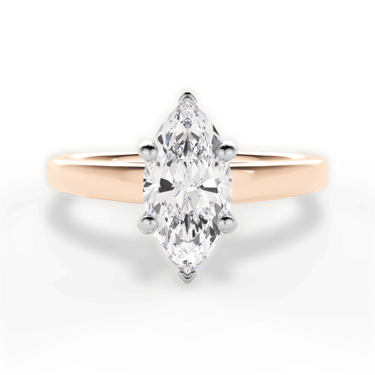 The Siena Marquise Cut 18kt Rose Gold Solitaire Cathedral Engagement Ring