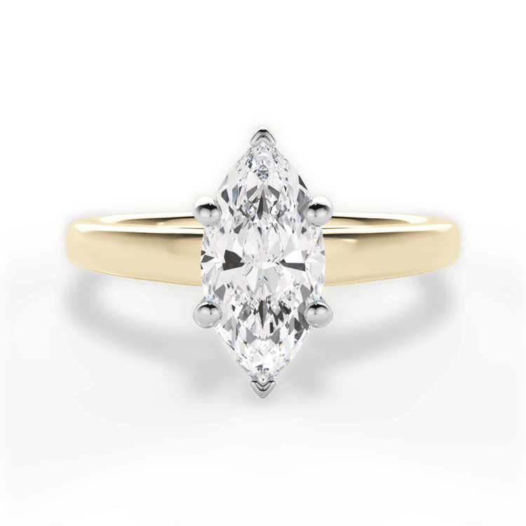 The Siena Marquise Cut 18kt Yellow Gold Solitaire Cathedral Engagement Ring