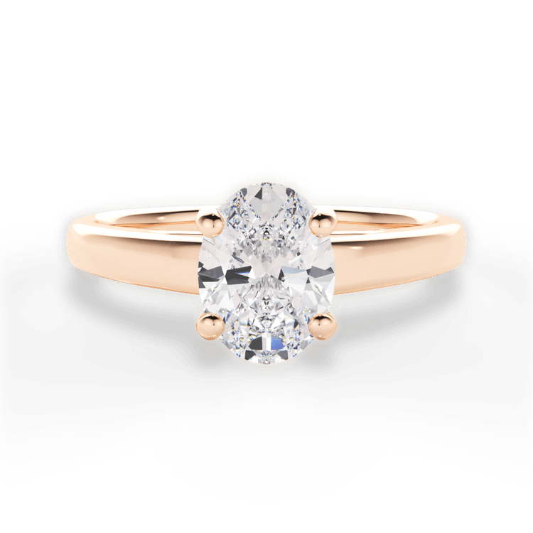 The Athena Oval Cut 18kt Rose Gold Solitaire Cathedral Engagement Ring