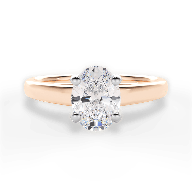 The Siena Oval Cut 18kt Rose Gold Solitaire Cathedral Engagement Ring