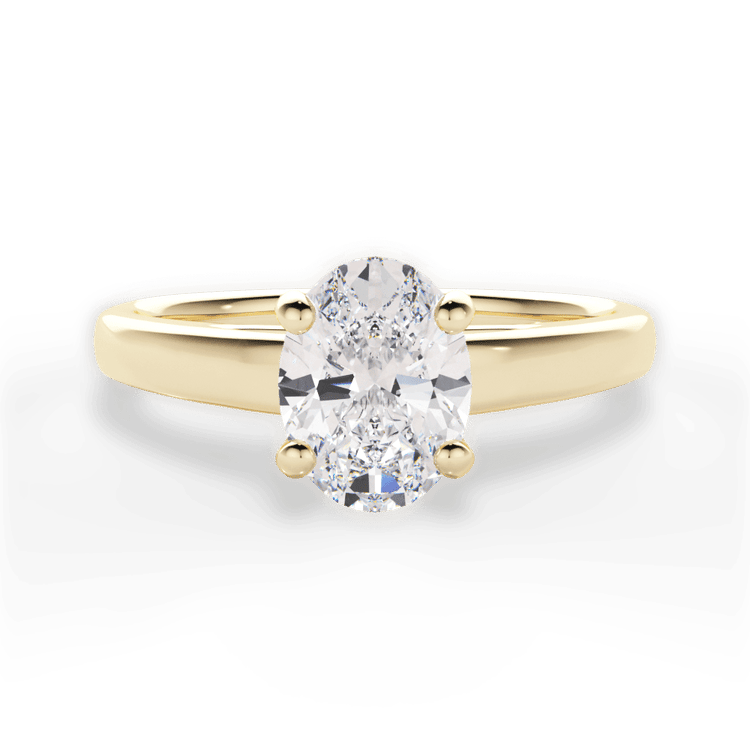 The Athena Oval Cut 18kt Yellow Gold Solitaire Cathedral Engagement Ring