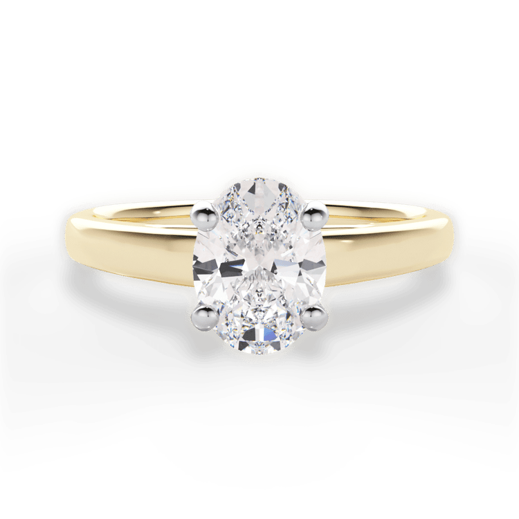The Siena Oval Cut 18kt Yellow Gold Solitaire Cathedral Engagement Ring