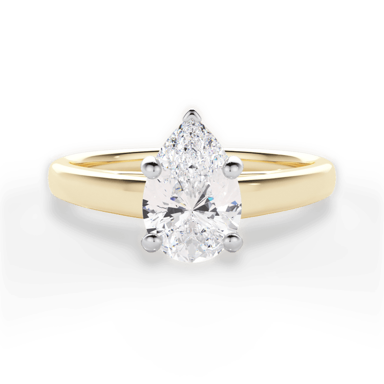 The Siena Princess Cut 18kt Yellow Gold Solitaire Cathedral Engagement Ring