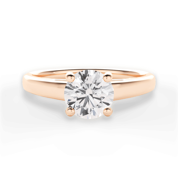 The Athena Round Cut 18kt Rose Gold Solitaire Cathedral Engagement Ring