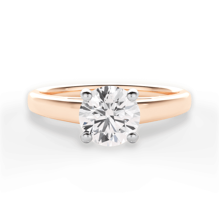 The Siena Round Cut 18kt Rose Gold Solitaire Cathedral Engagement Ring