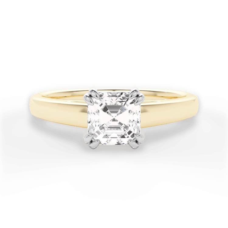 The Kendra Asscher Cut 18kt Yellow Gold Solitaire Cathedral Tulip Engagement Ring