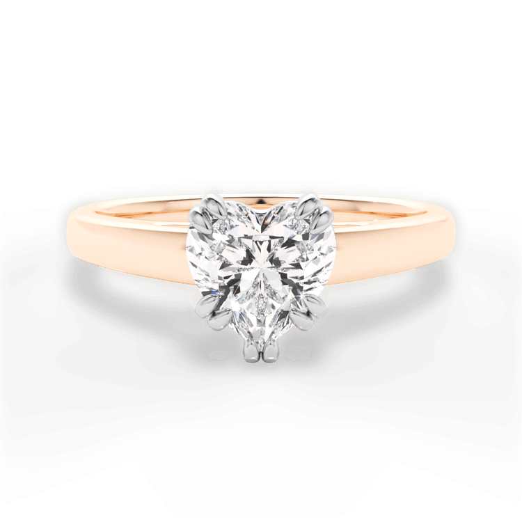 The Kendra Heart Shaped 18kt Rose Gold Solitaire Cathedral Tulip Engagement Ring