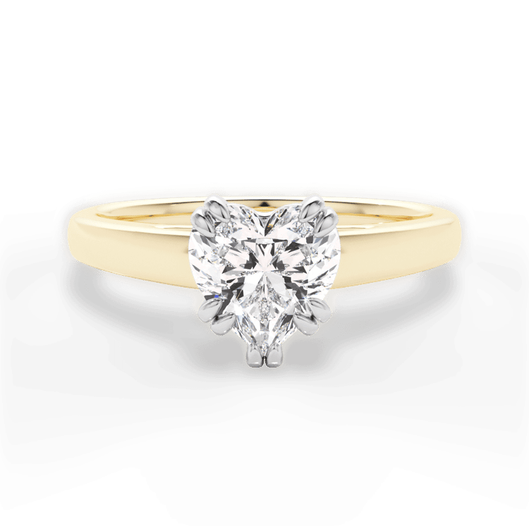 The Kendra Heart Shaped 18kt Yellow Gold Solitaire Cathedral Tulip Engagement Ring