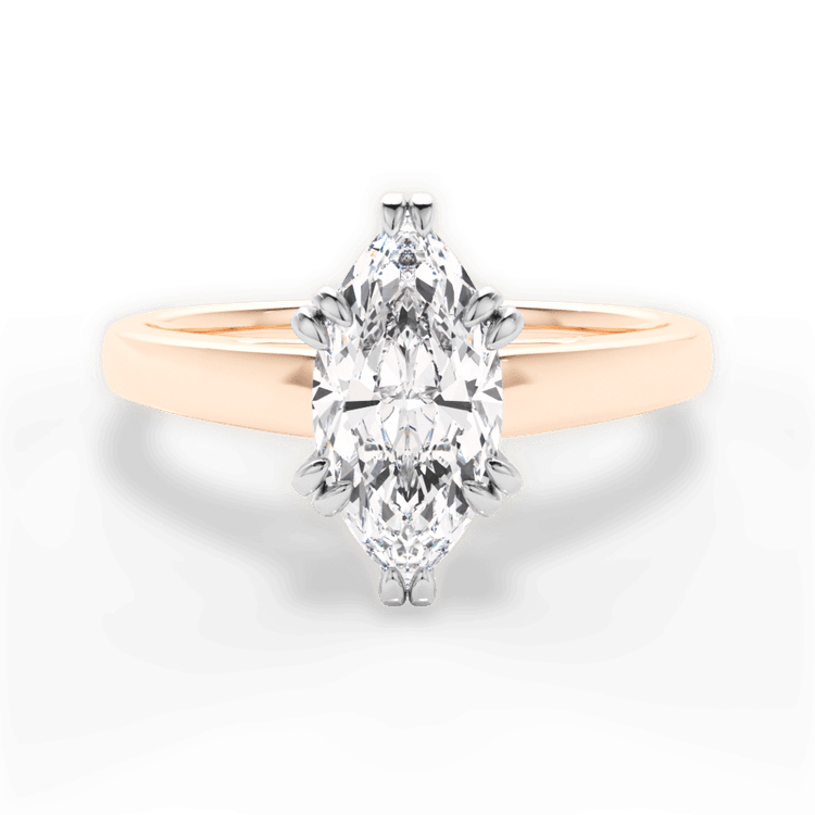The Kendra Marquise Cut 18kt Rose Gold Solitaire Cathedral Tulip Engagement Ring