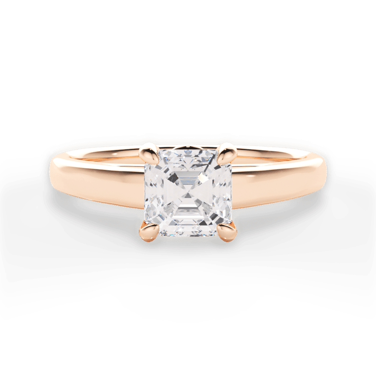The Samira Asscher Cut 18kt Rose Gold Solitaire Cathedral Engagement Ring with Surprise Diamonds