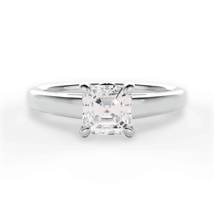 The Flora Asscher Cut Platinum Solitaire Cathedral Engagement Ring
