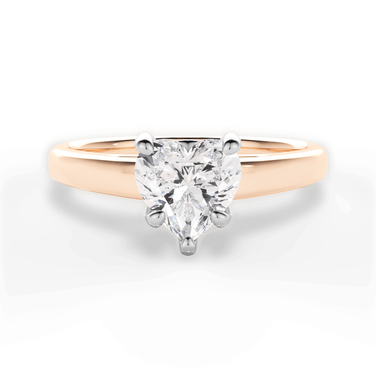 The Flora Heart Shaped 18kt Rose Gold Solitaire Cathedral Engagement Ring