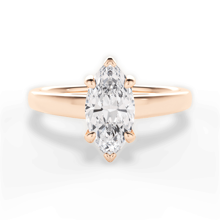 The Samira Marquise Cut 18kt Rose Gold Solitaire Cathedral Engagement Ring with Surprise Diamonds