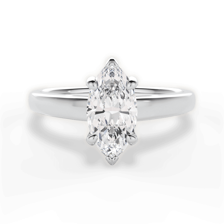The Flora Marquise Cut Platinum Solitaire Cathedral Engagement Ring
