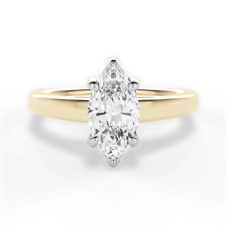 The Flora Marquise Cut 18kt Yellow Gold Solitaire Cathedral Engagement Ring
