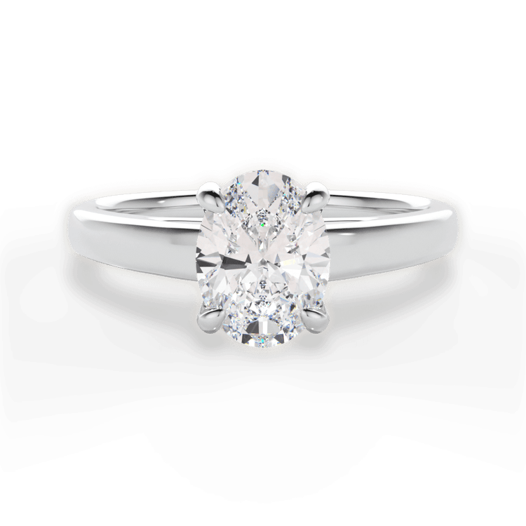 The Flora Oval Cut Platinum Solitaire Cathedral Engagement Ring