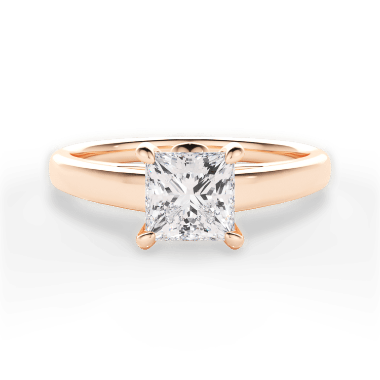 The Samira Pear Shaped 18kt Rose Gold Solitaire Cathedral Engagement Ring with Surprise Diamonds