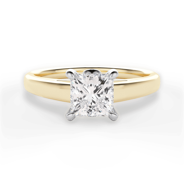The Flora Pear Shaped 18kt Yellow Gold Solitaire Cathedral Engagement Ring