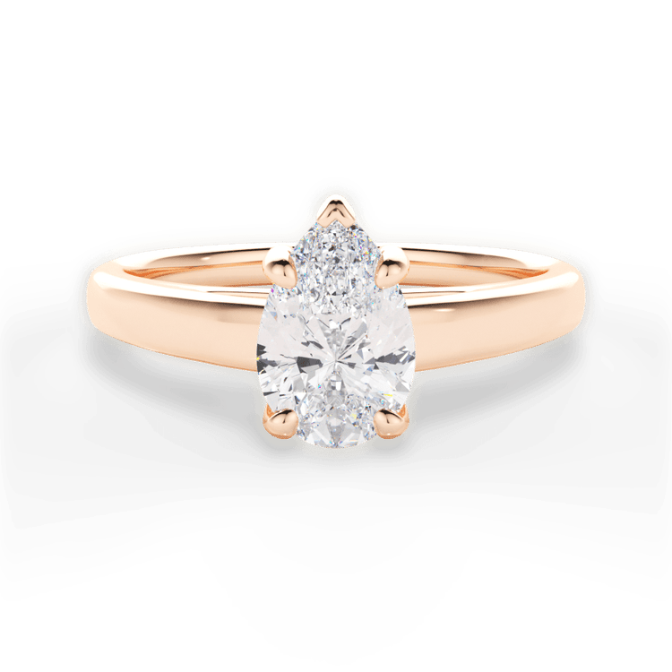 The Samira Heart Shaped 18kt Rose Gold Solitaire Cathedral Engagement Ring with Surprise Diamonds
