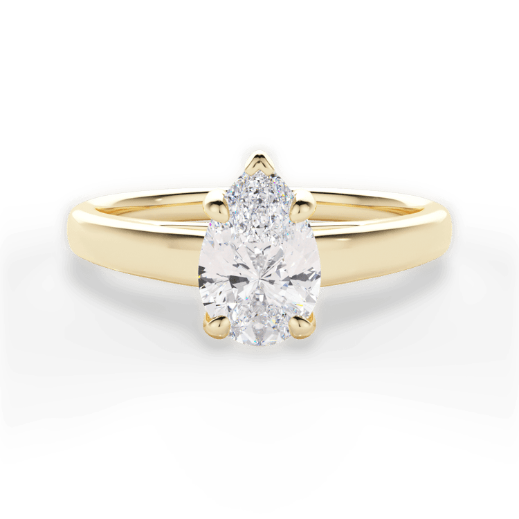 The Samira Princess Cut 18kt Yellow Gold Solitaire Cathedral Engagement Ring with Surprise Diamonds