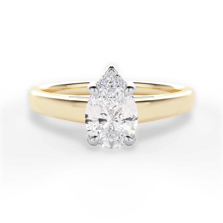 The Flora Princess Cut 18kt Yellow Gold Solitaire Cathedral Engagement Ring