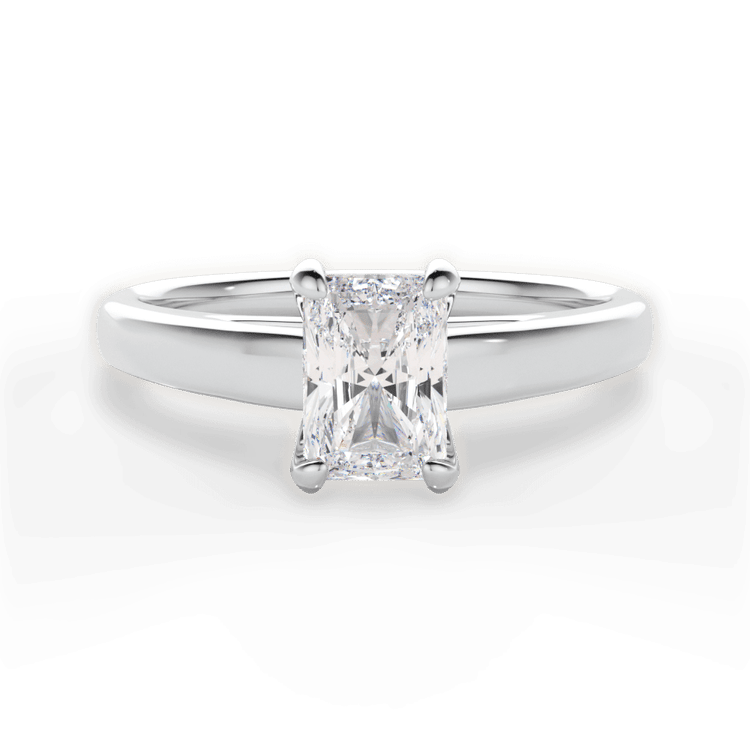 The Flora Radiant Cut Platinum Solitaire Cathedral Engagement Ring