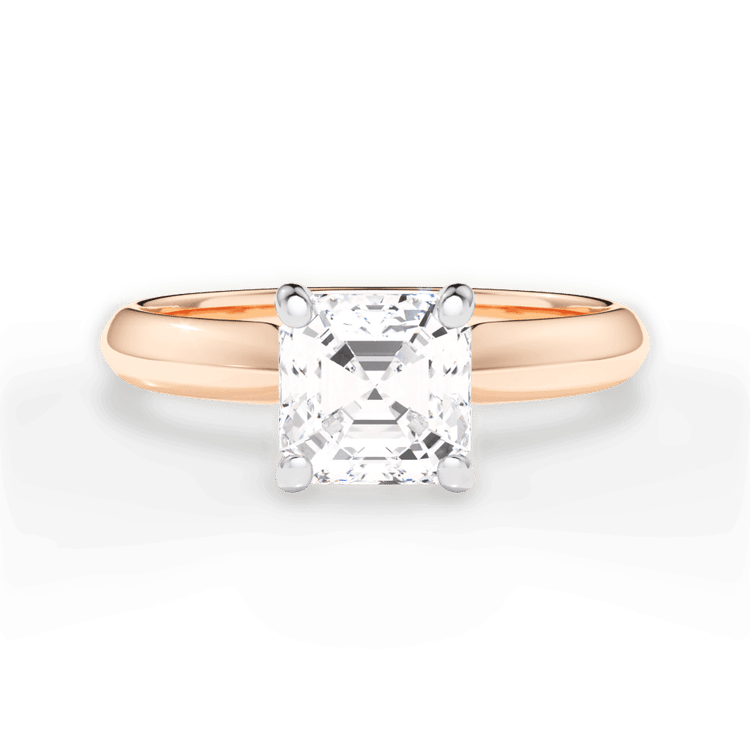 The Ottilie Asscher Cut 18kt Rose Gold Solitaire Knife-Edge Engagement Ring