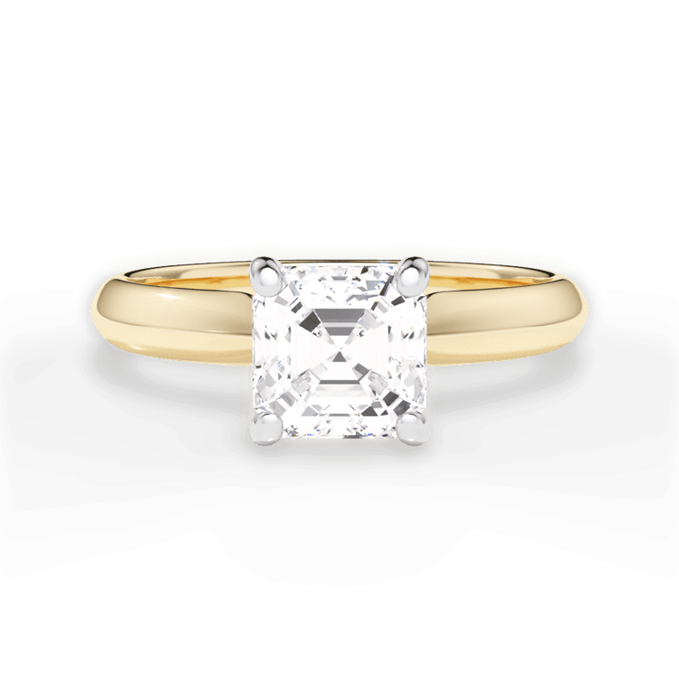 The Ottilie Asscher Cut 18kt Yellow Gold Solitaire Knife-Edge Engagement Ring