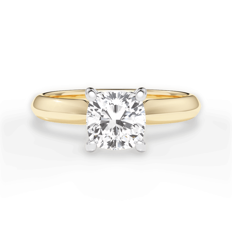 The Ottilie Cushion Cut 18kt Yellow Gold Solitaire Knife-Edge Engagement Ring